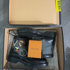 Louis Vuitton Black and Gray Leather Boots